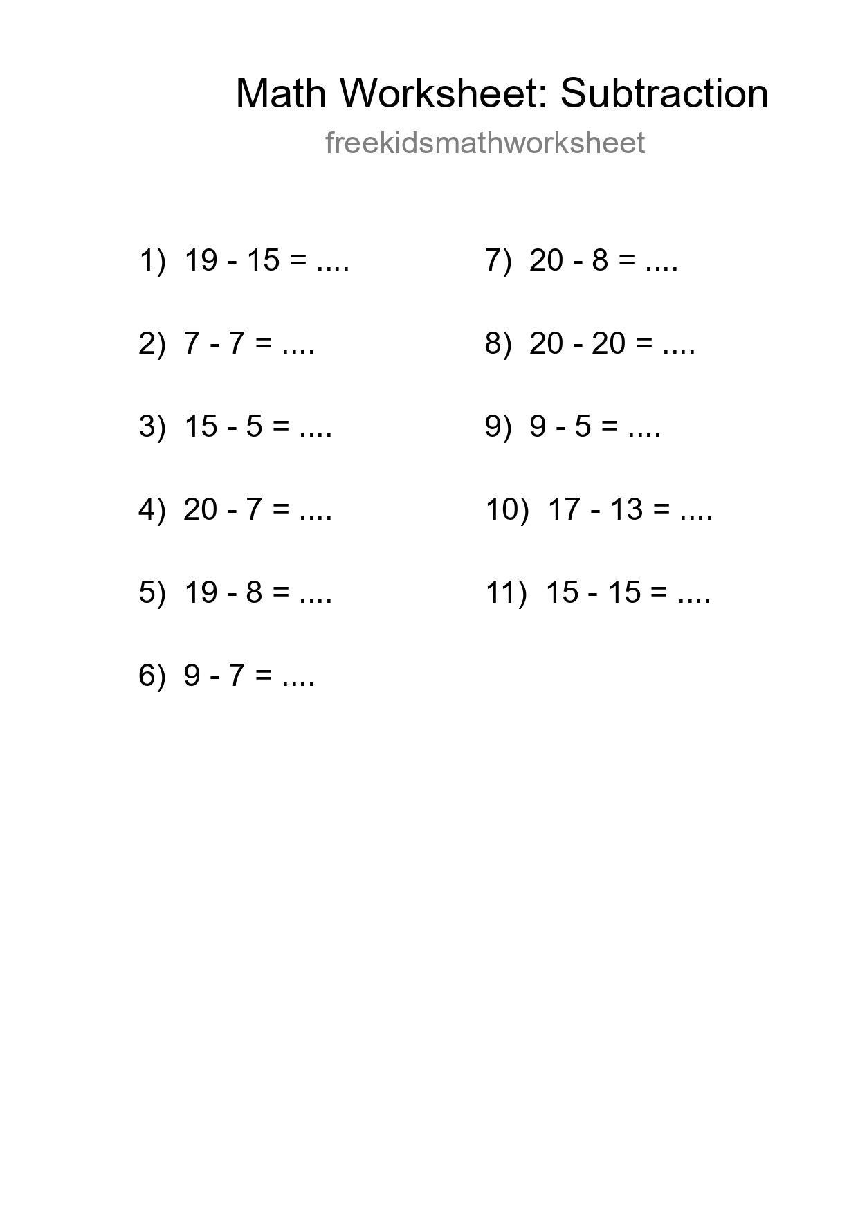 Free 11 Subtraction Math Worksheet For Grade 2 - Part 228