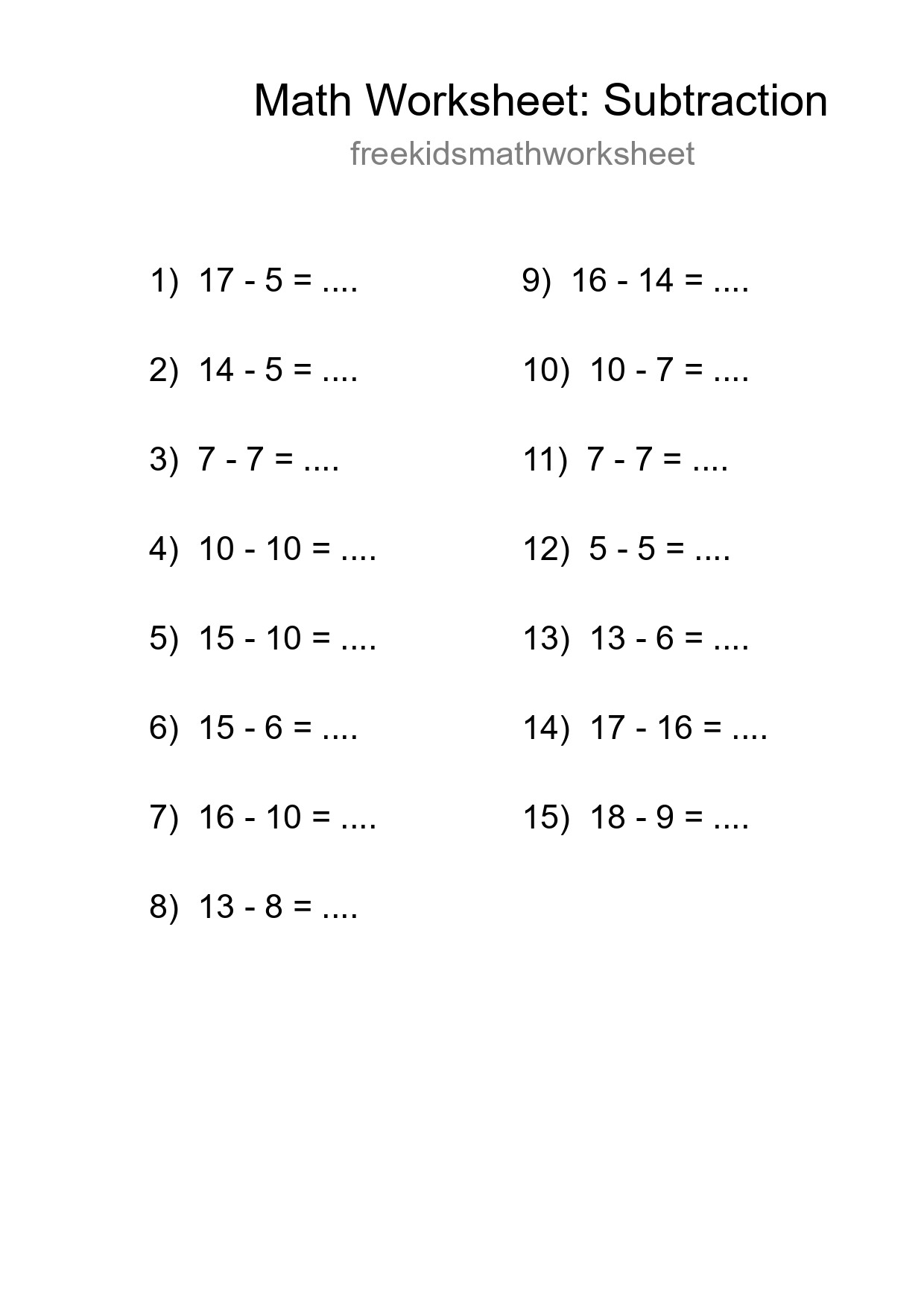 Free 15 Subtraction Math Worksheet For Grade 2 With Answers - Part 283