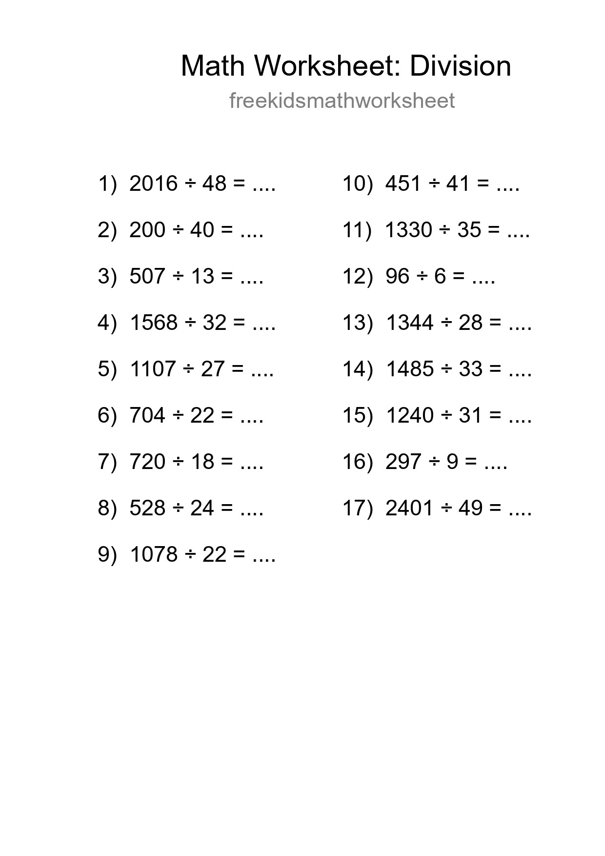 Free 17 Division Math Worksheet For Grade 2 - Part 125