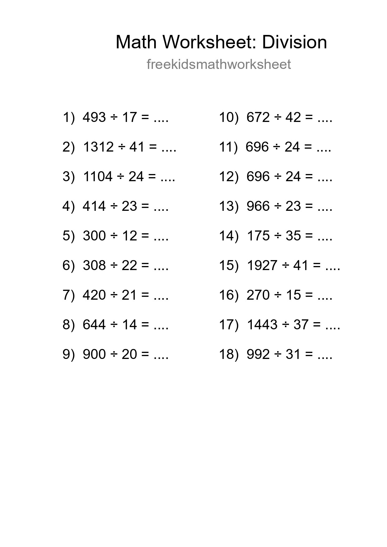 Free 18 Division Math Worksheet For Grade 2 With Answers - Part 103