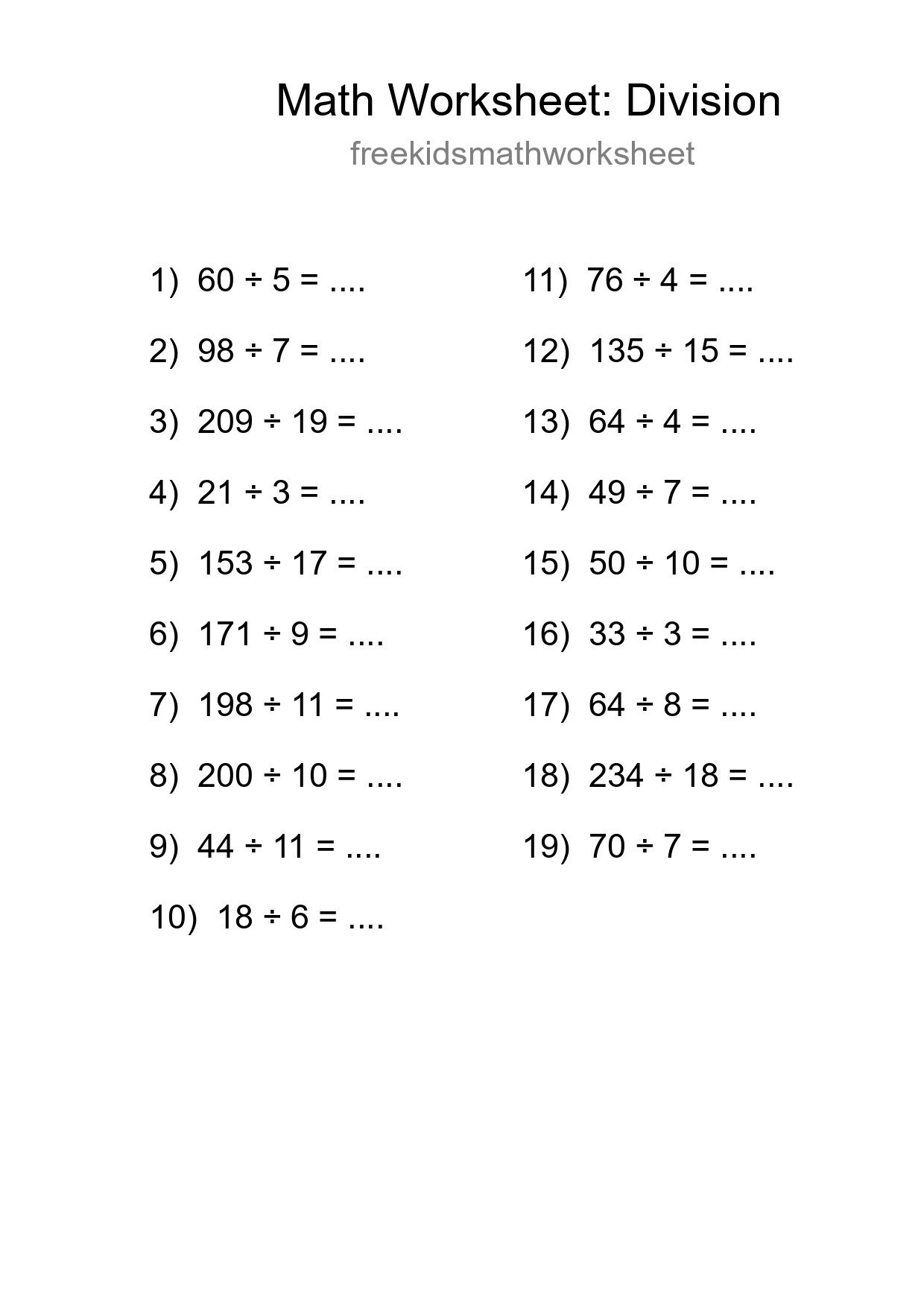 Free 19 Division Math Worksheet For Grade 2 - Part 235