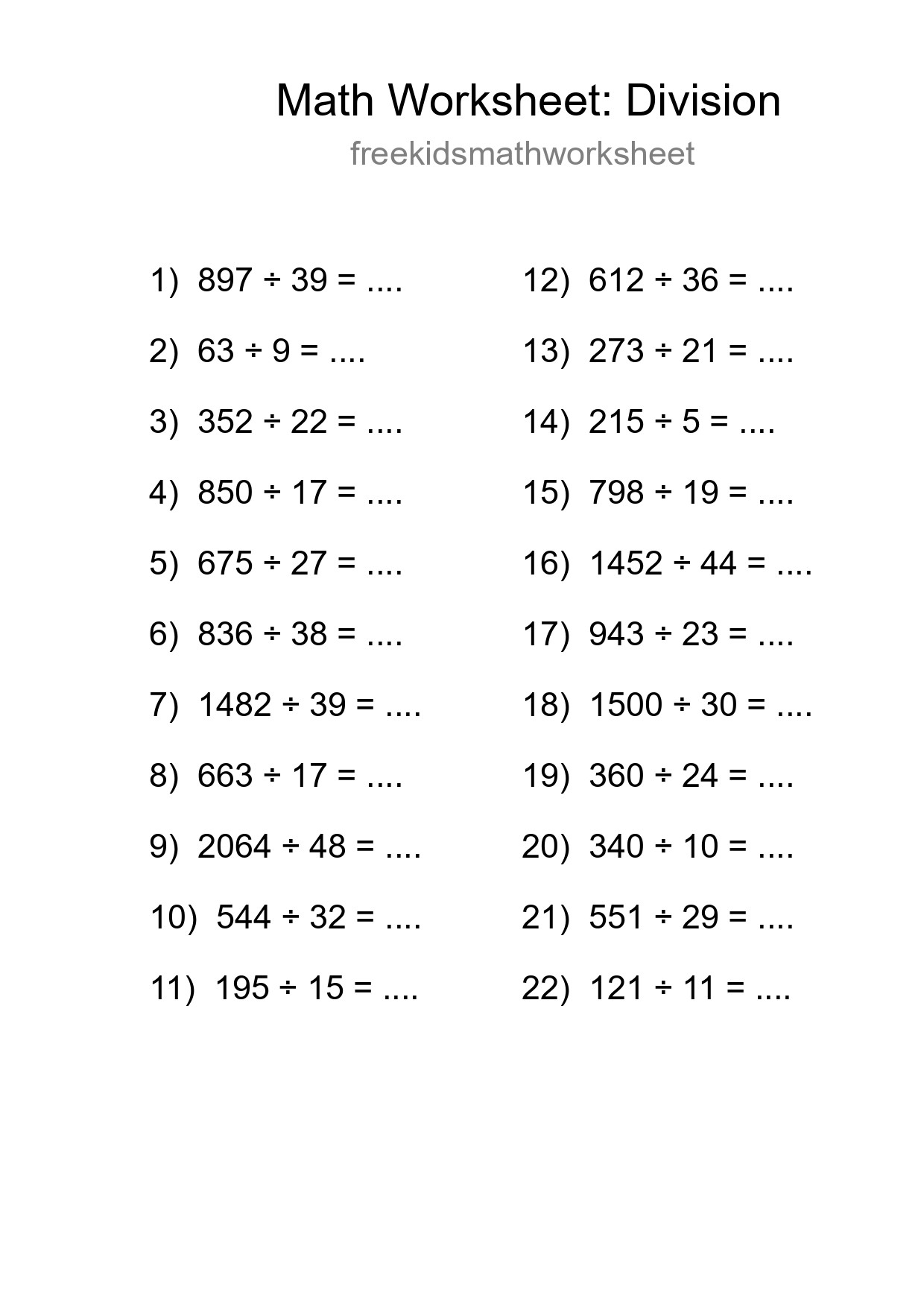 Free 22 Division Math Worksheet For Grade 2 With Answers - Part 81