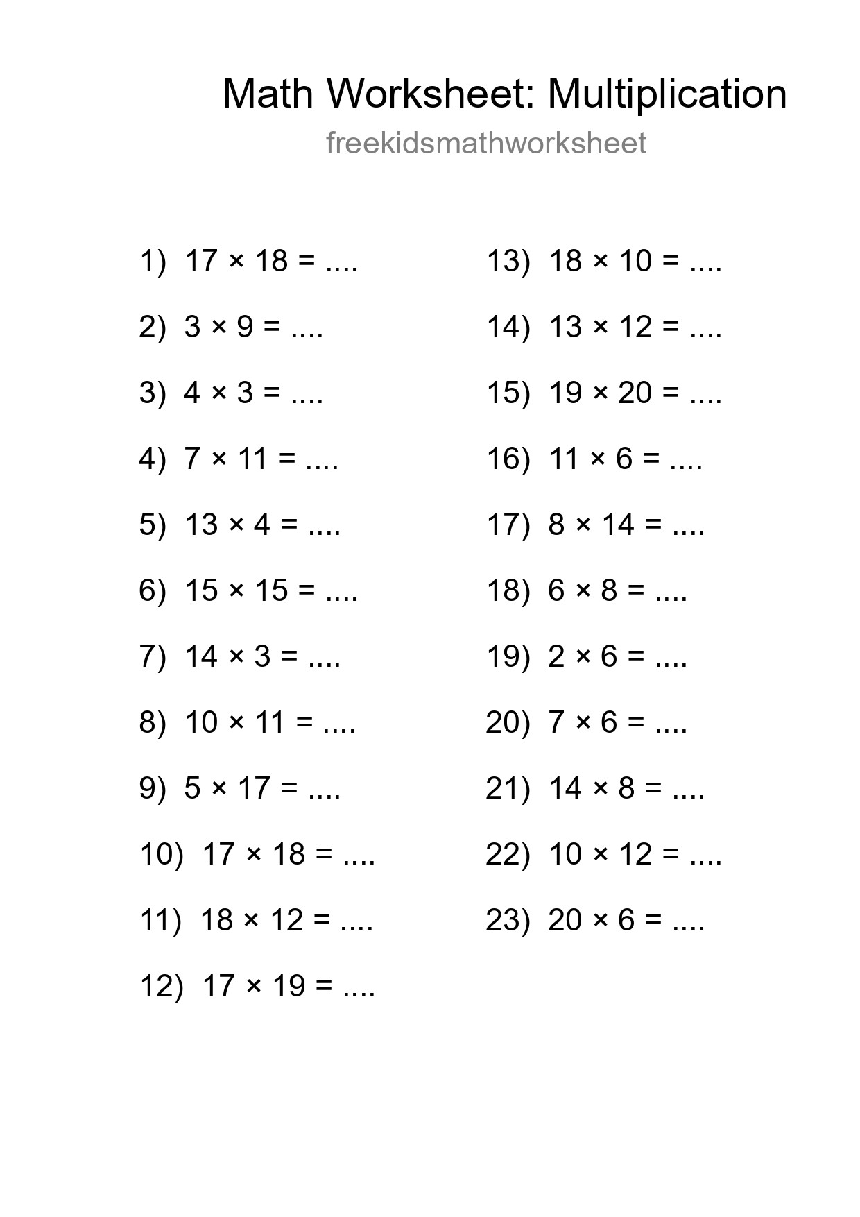 Free 23 Multiplication Math Worksheet For Grade 2 - Part 106