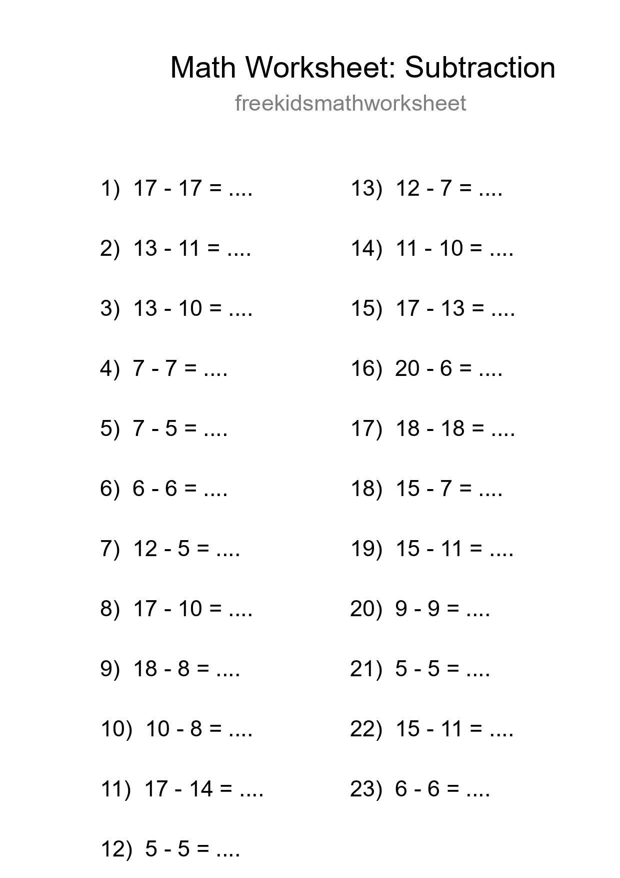 Free 23 Subtraction Math Worksheet For Grade 2 - Part 217