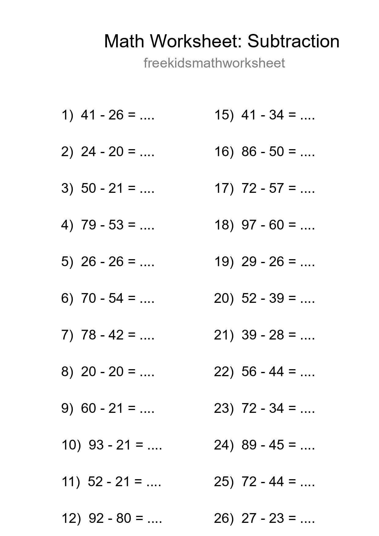 Free 27 Subtraction Math Worksheet For Grade 3 With Answers - Part 195