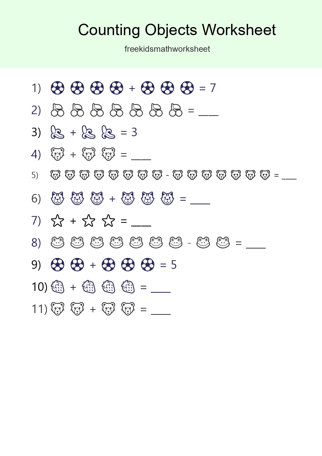 Free Counting Objects Worksheet For Kindergarten - Part 201