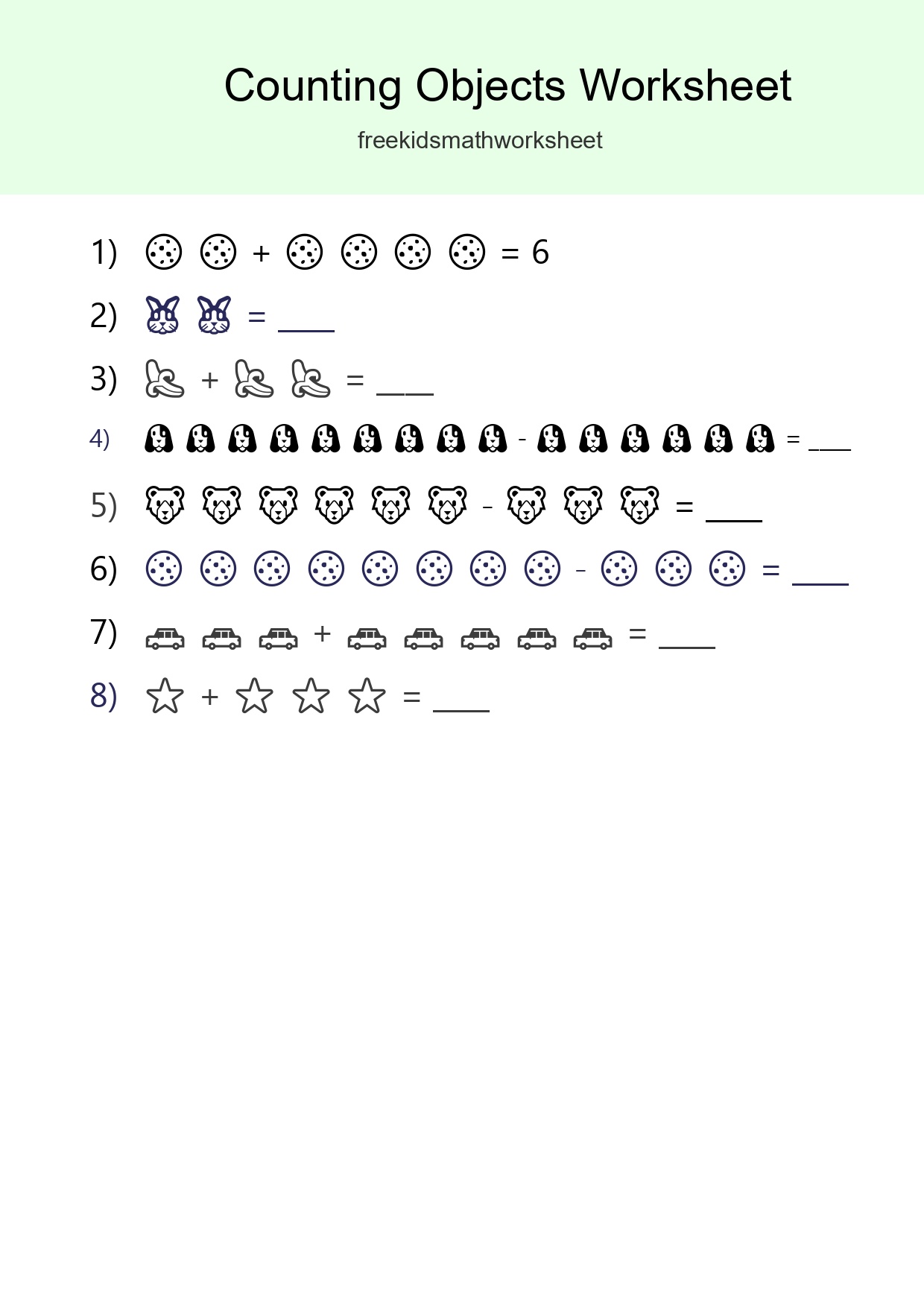Free Counting Objects Worksheet For Kindergarten - Part 234