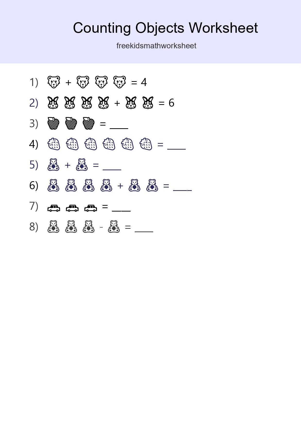 Free Counting Objects Worksheet For Kindergarten - Part 91