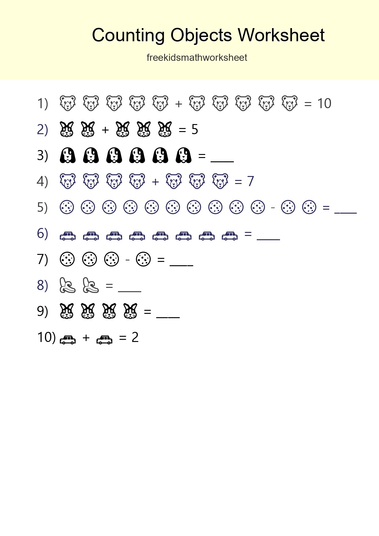Free Counting Objects Worksheet For Kindergarten Printable - Part 146