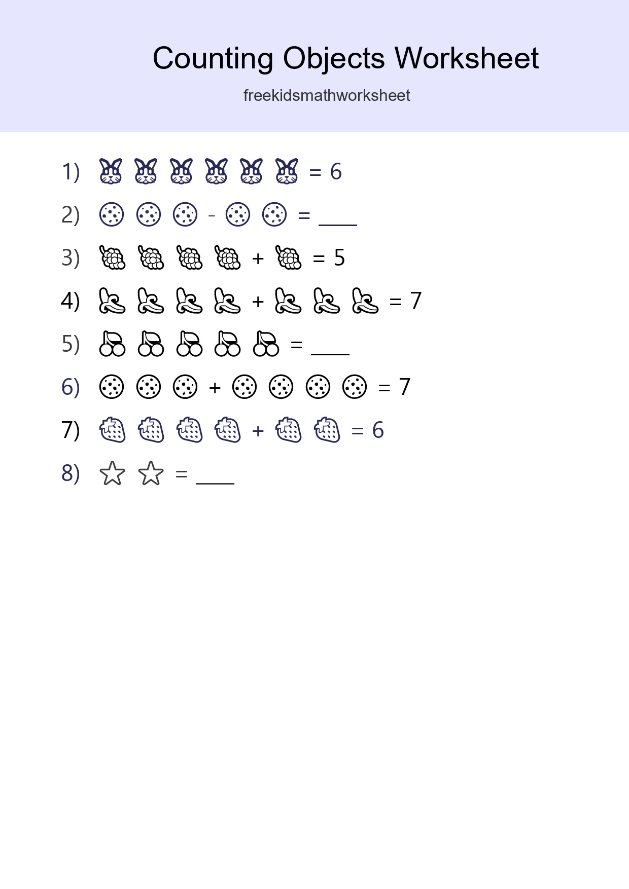 Free Counting Objects Worksheet For Kindergarten Printable - Part 278