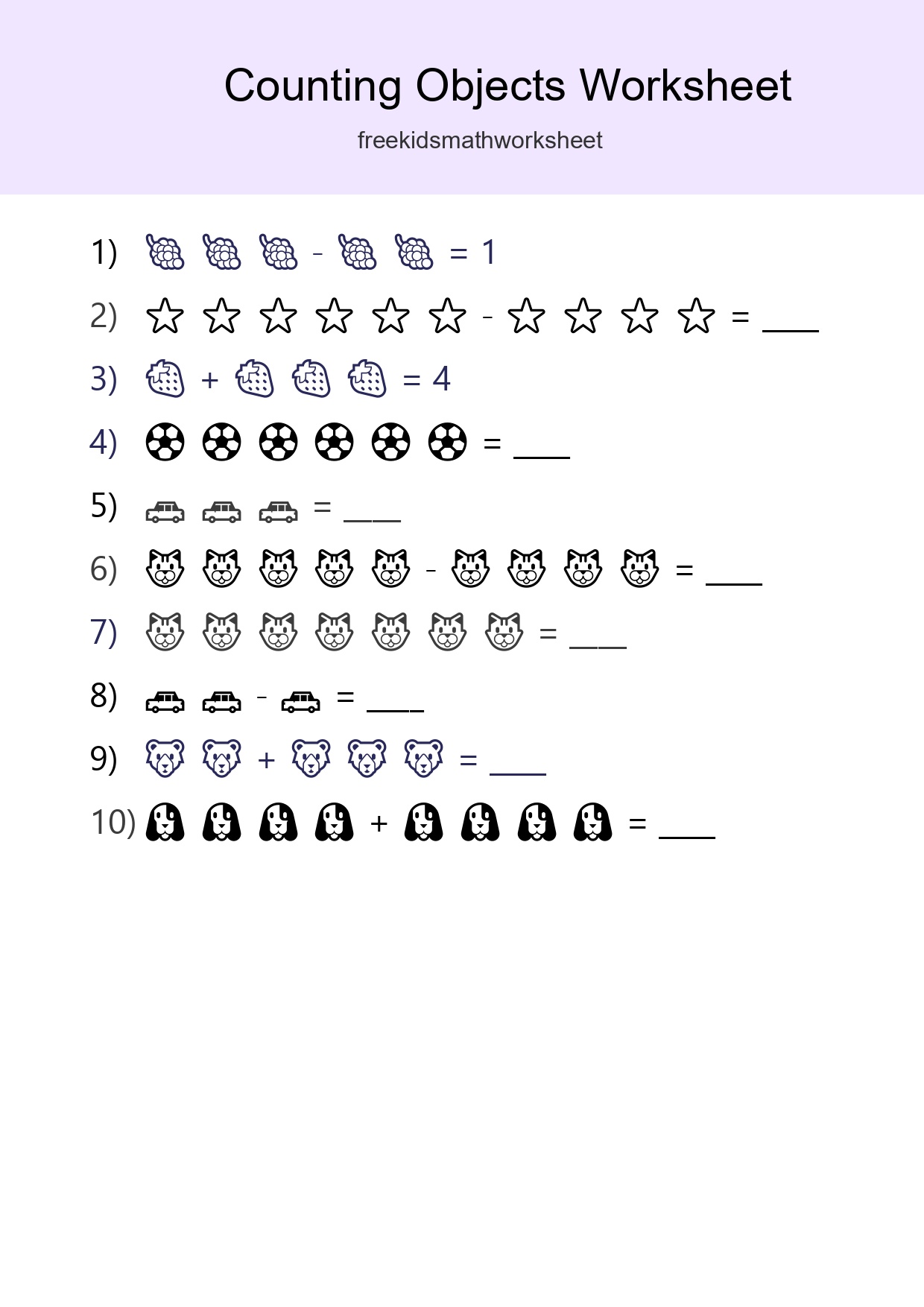 Free Counting Objects Worksheet For Kindergarten Printable - Part 289