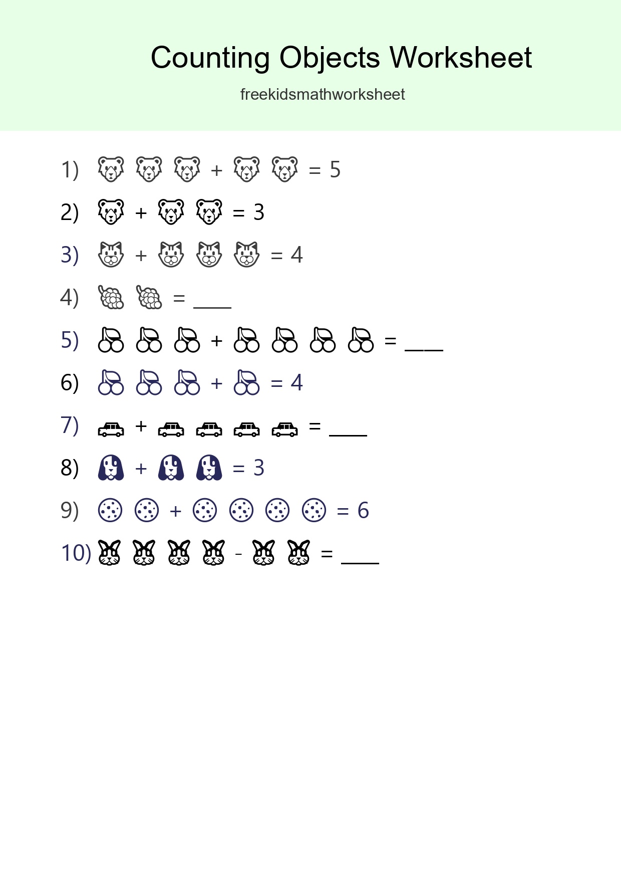 Free Counting Objects Worksheet For Kindergarten Printable - Part 36