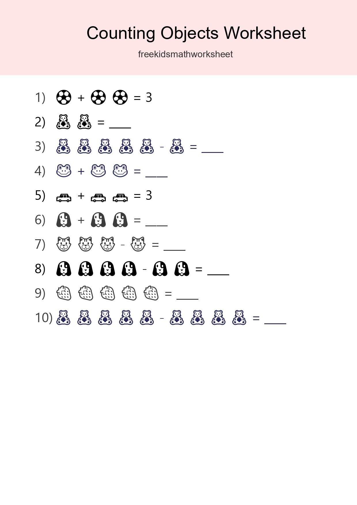 Free Counting Objects Worksheet For Pre-K - Part 47