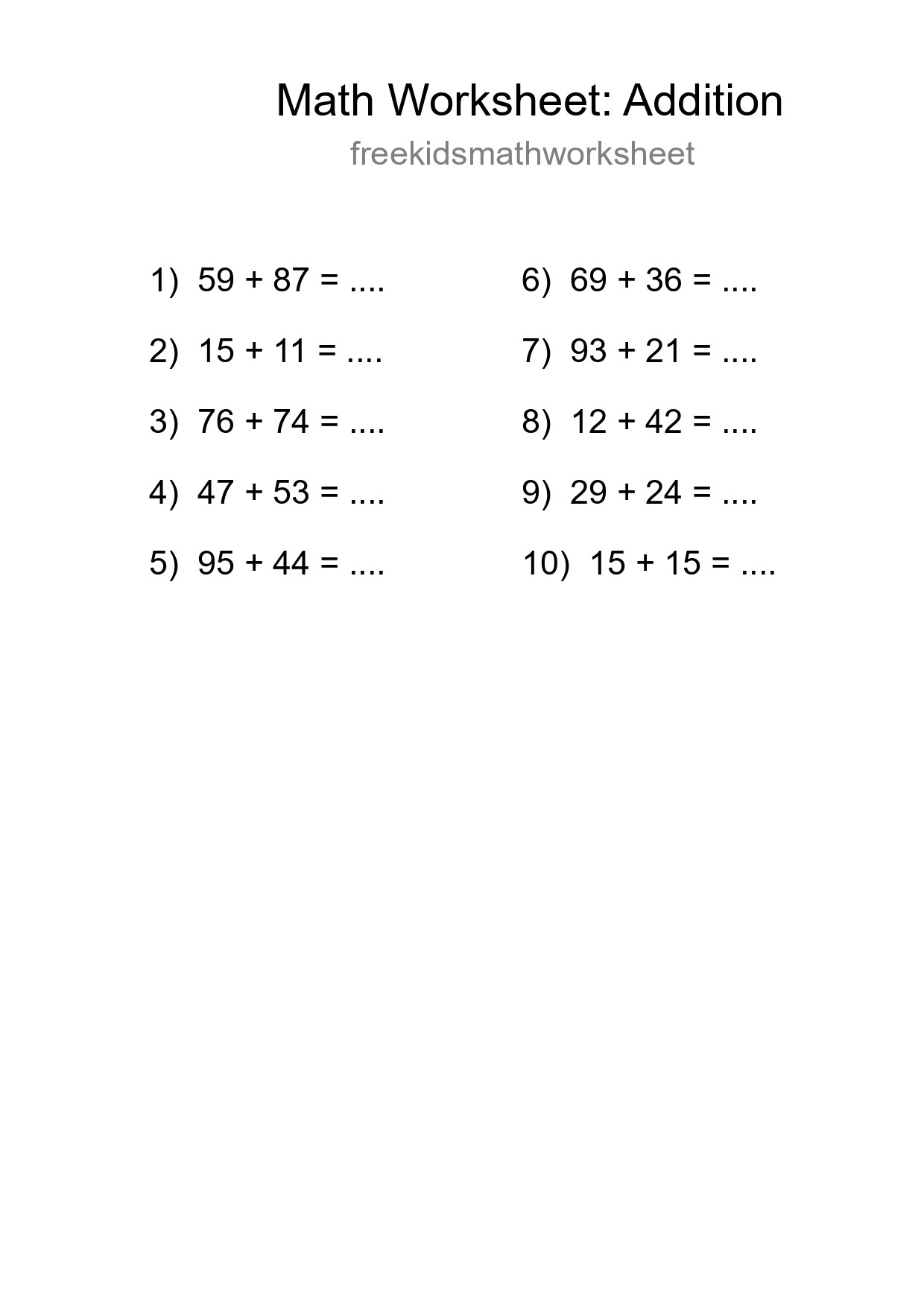 Grade 3 Addition Practice Worksheet (10 Problems) - Part 243