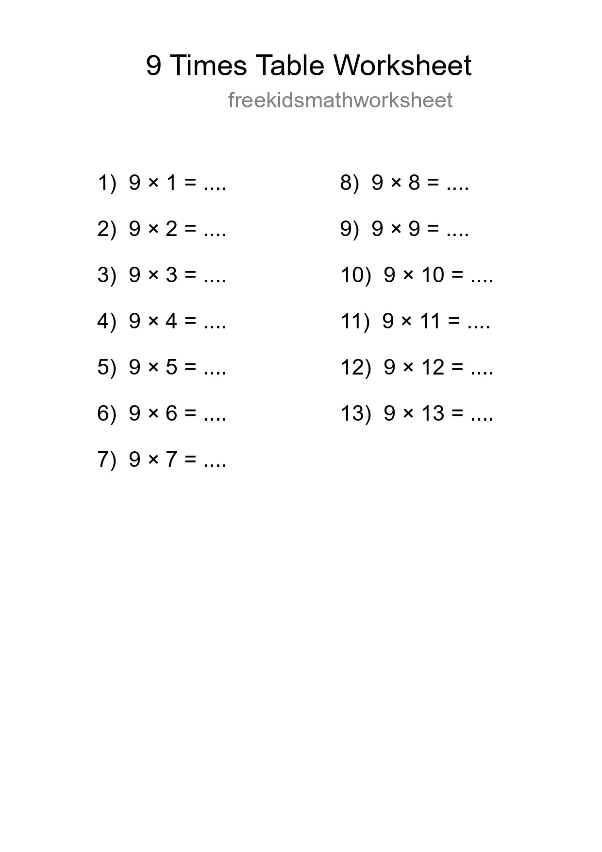Grade 3 Multiplication Table 9 Practice - Part 141