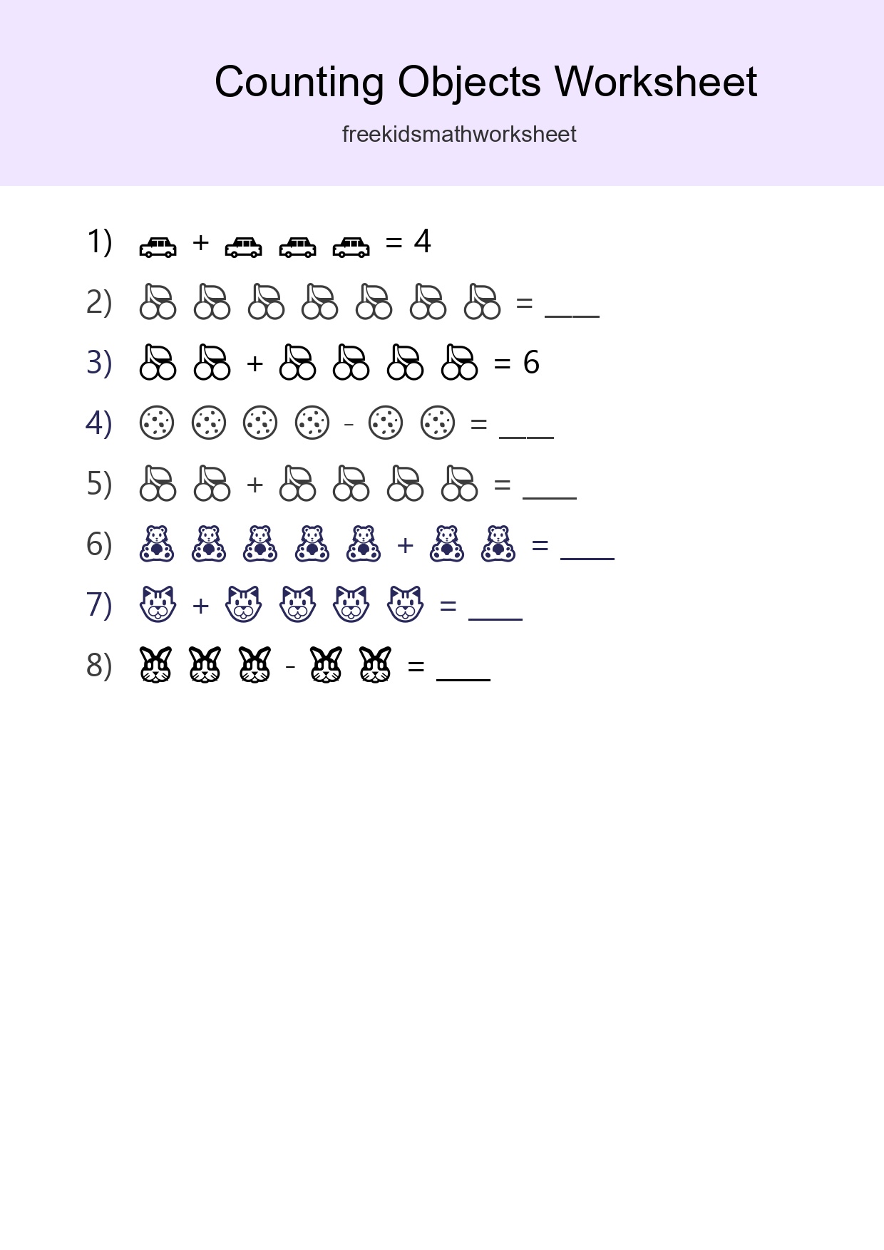 Kindergarten Count The Objects Worksheet - Part 102