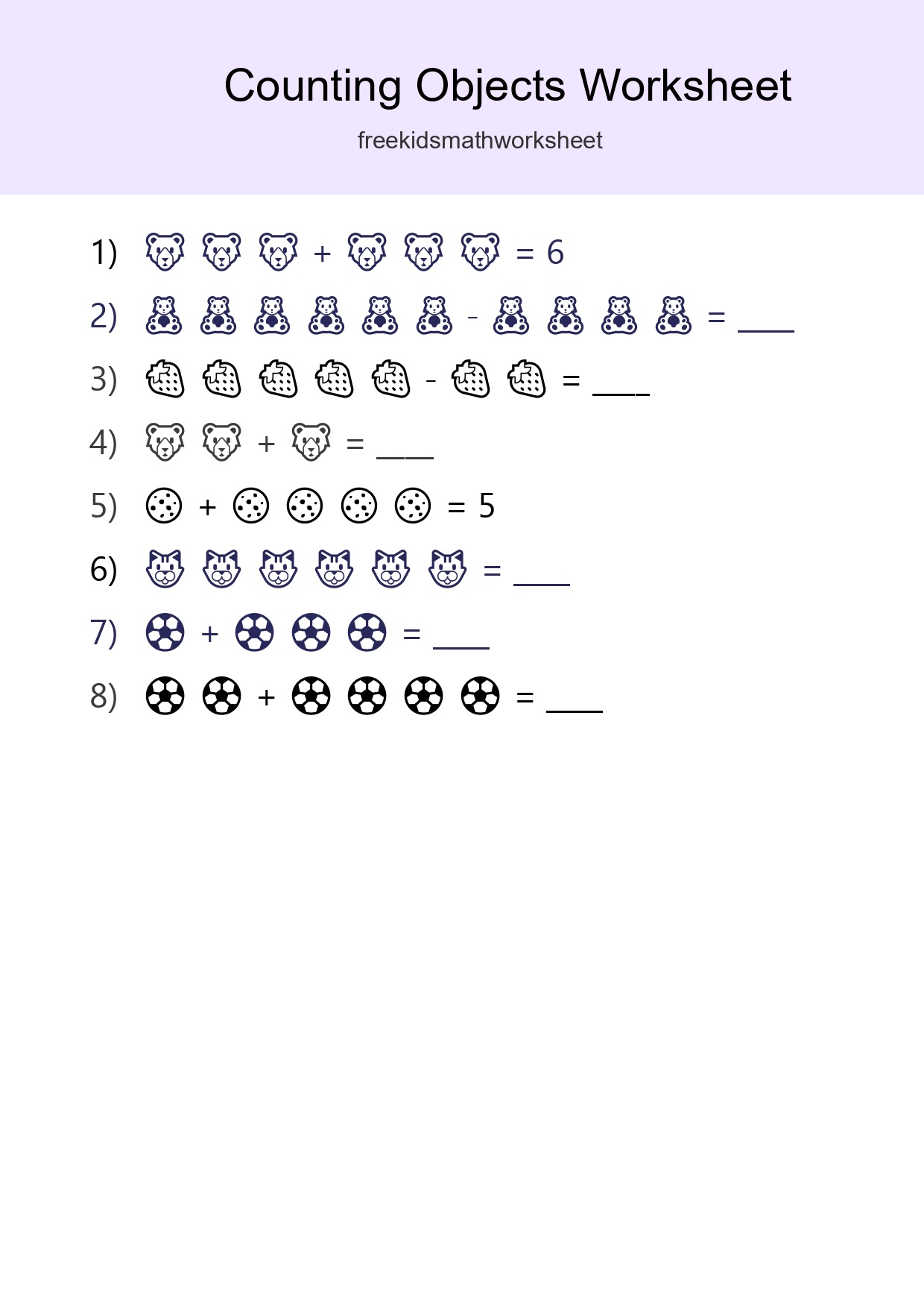 Kindergarten Count The Objects Worksheet - Part 124