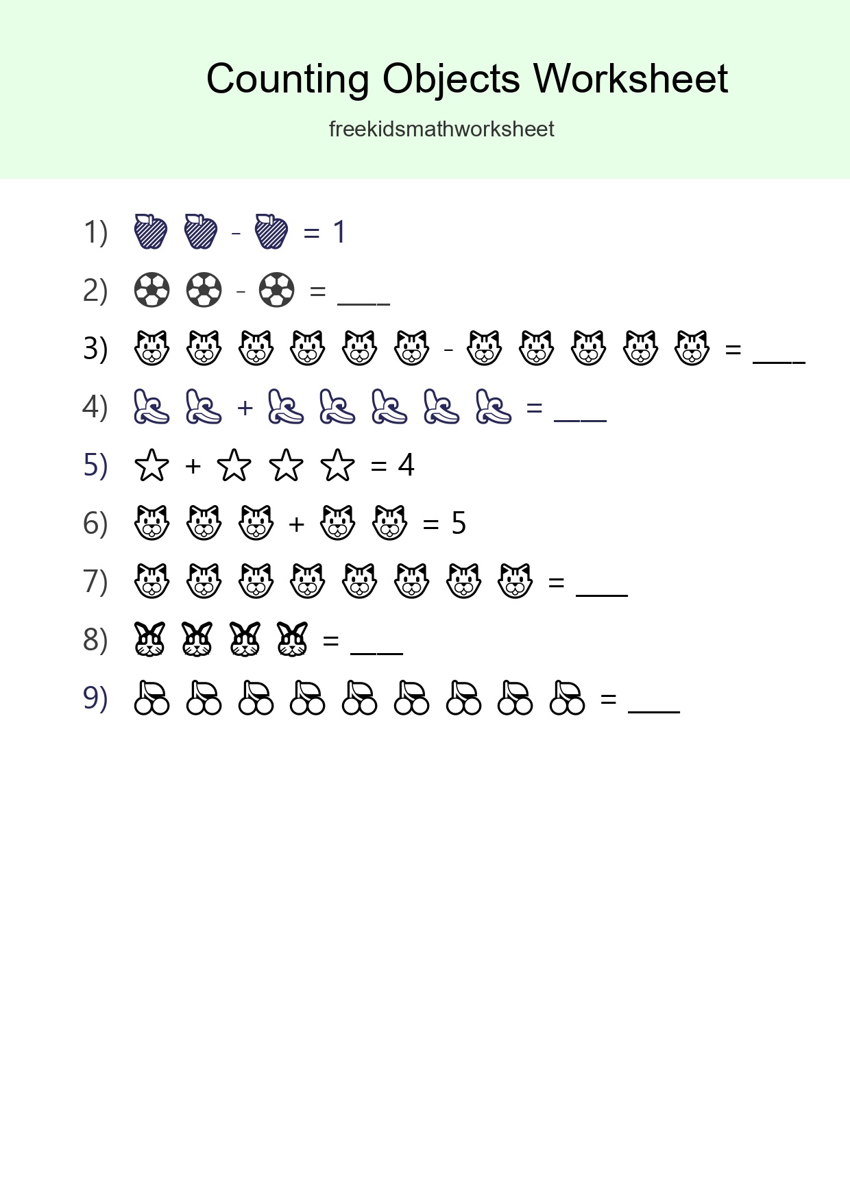Kindergarten Count The Objects Worksheet - Part 223