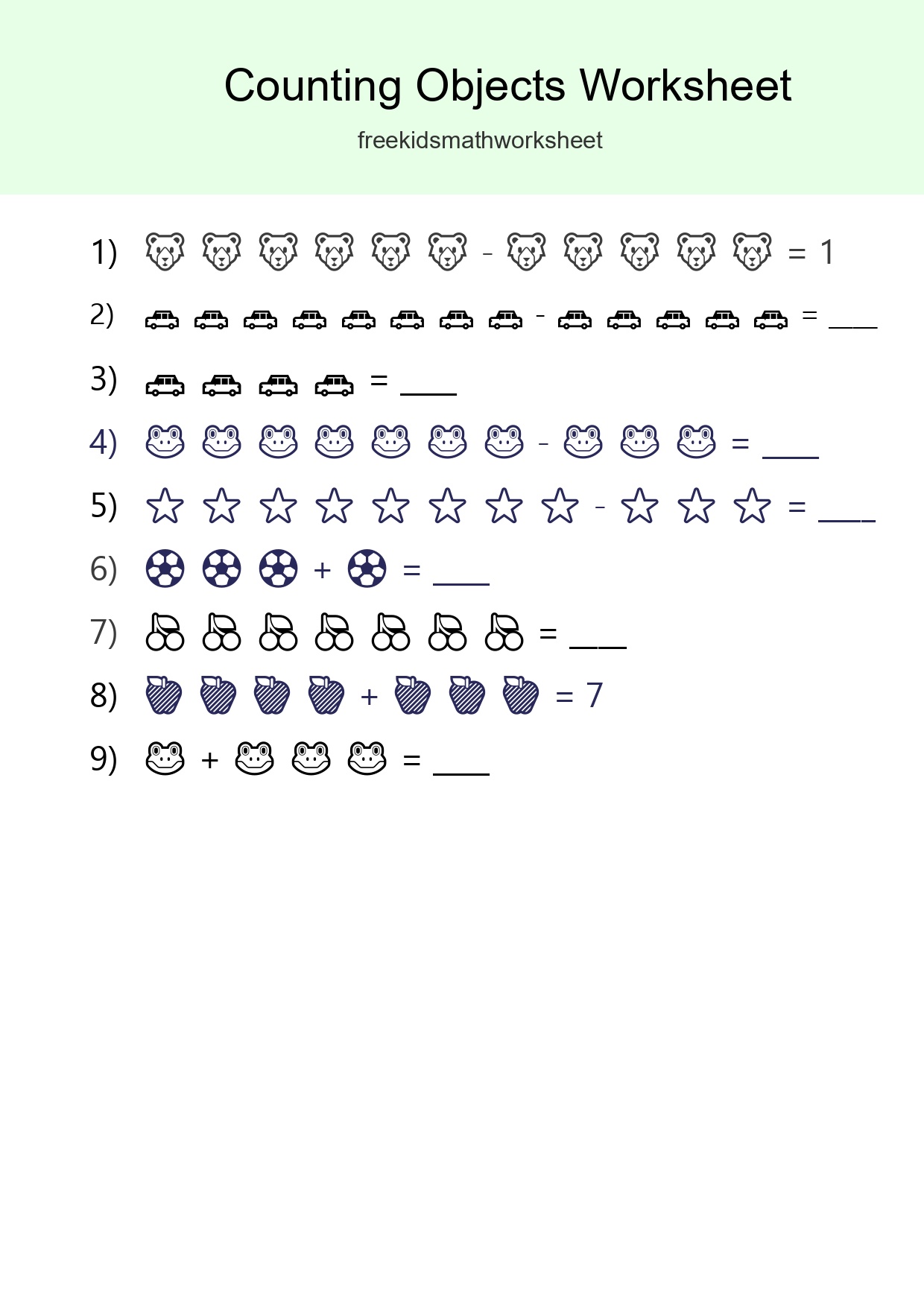 Kindergarten Count The Objects Worksheet - Part 25