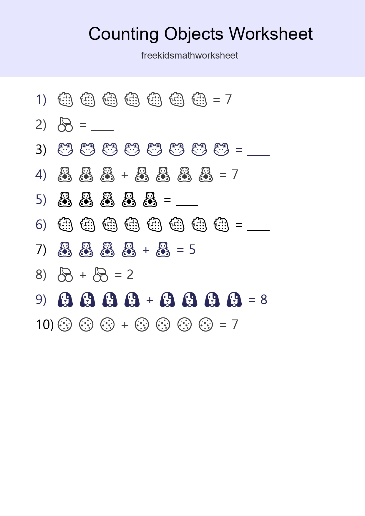Learn Counting With Pictures Worksheet (Kindergarten) - Part 113