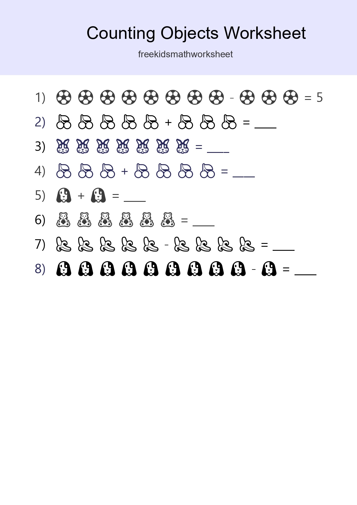 Learn Counting With Pictures Worksheet (Kindergarten) - Part 3