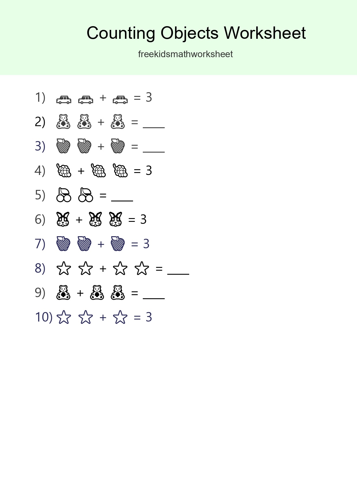 Pre-K Count The Objects Worksheet - Part 58