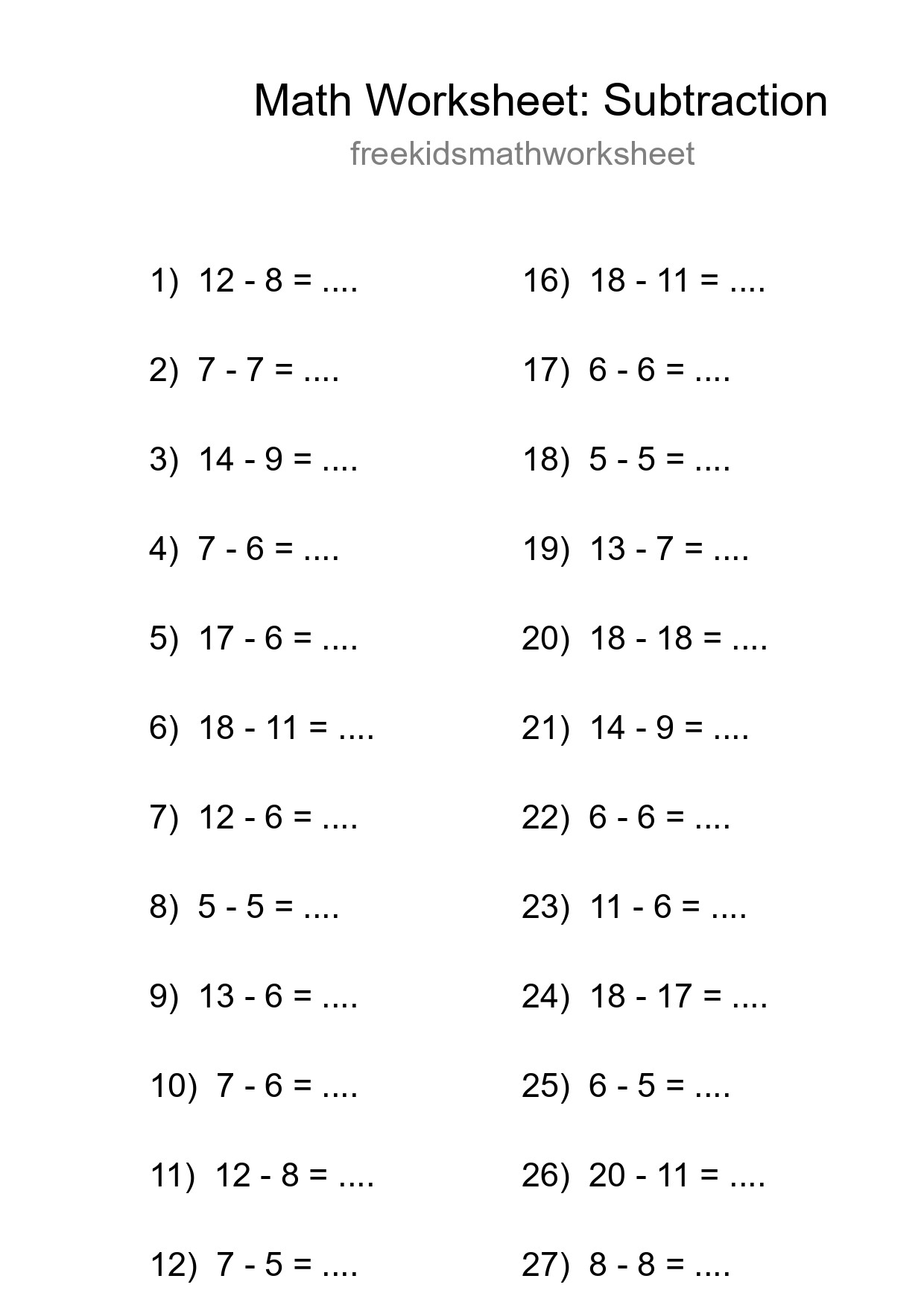 Printable Free 29 Subtraction Math Worksheet For Grade 2 - Part 140