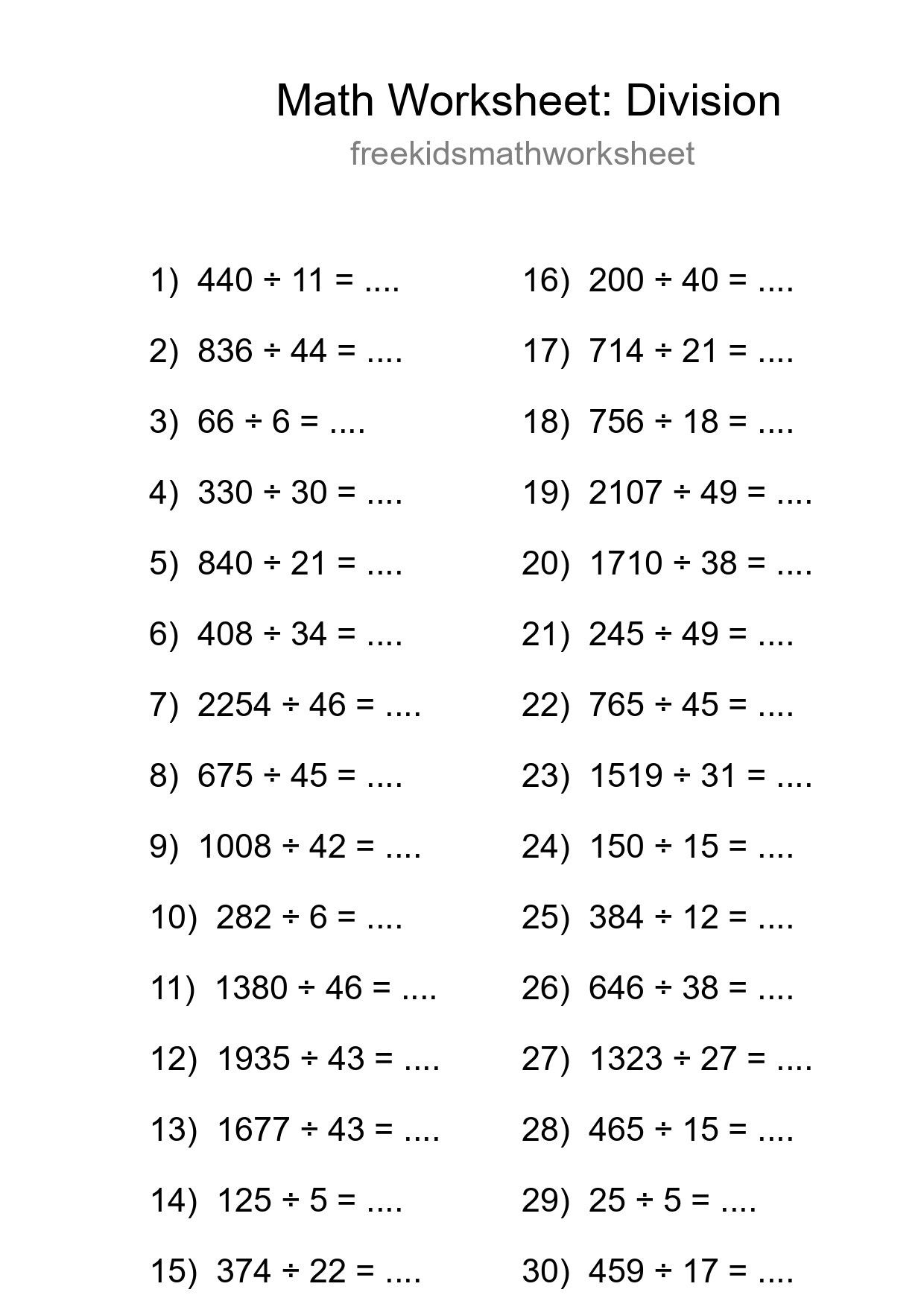 Printable Free 30 Division Math Worksheet For Grade 2 - Part 15
